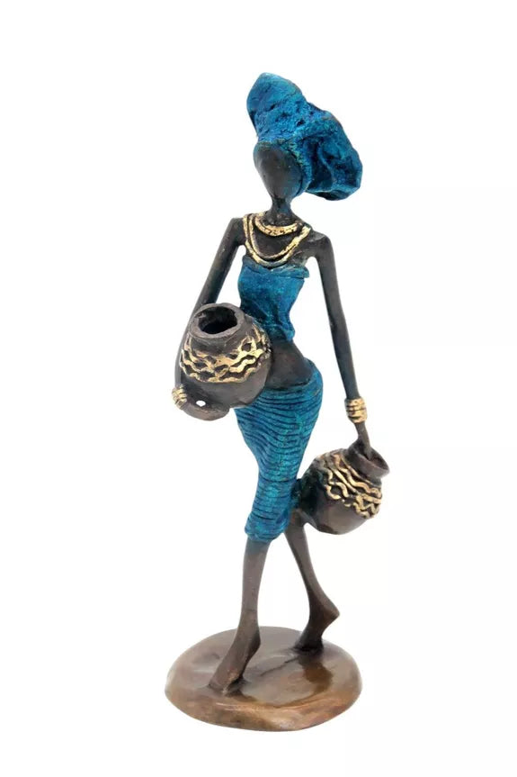 Bronze Ibrahim Dermé 25 cm bleu n°12 Bronzes d'Afrique