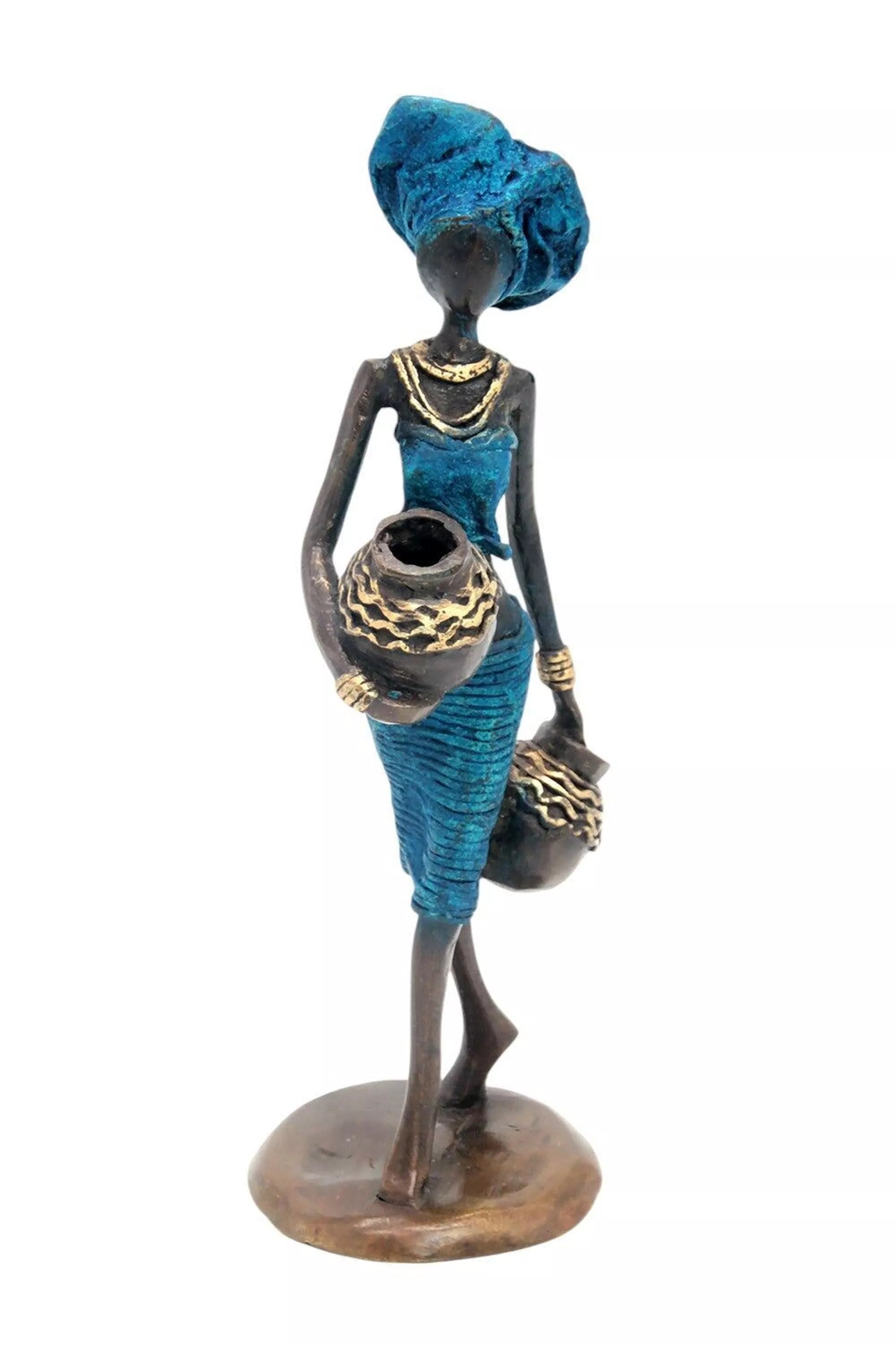 Bronze Ibrahim Dermé 25 cm bleu n°12 Bronzes d'Afrique