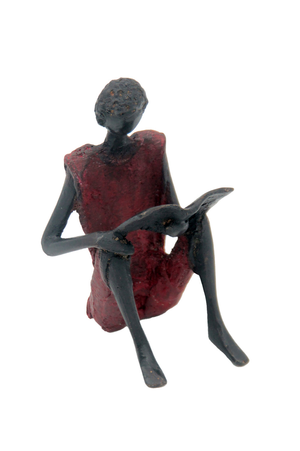Bronze assis à poser 25 cm rouge n°8 Bronzes d'Afrique