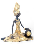 Bronze assis au sol 25 cm doré n°9 Bronzes d'Afrique
