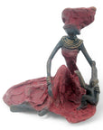Bronze assis au sol 25 cm rouge n°9 Bronzes d'Afrique