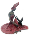 Bronze assis au sol 25 cm rouge n°9 Bronzes d'Afrique