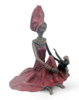 Bronze assis au sol 25 cm rouge n°10 Bronzes d'Afrique