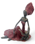 Bronze assis au sol 25 cm rouge n°10 Bronzes d'Afrique