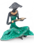 Bronze assis au sol 25 cm vert n°1 Bronzes d'Afrique