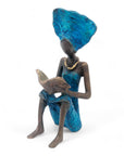 Bronze assis à poser 25 cm bleu n°6 Bronzes d'Afrique