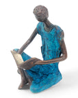Bronze assis à poser 25 cm bleu n°11 Bronzes d'Afrique