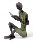 Bronze assis à poser 25 cm vert n°2 Bronzes d'Afrique