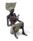 Bronze assis à poser 25 cm vert n°7 Bronzes d'Afrique