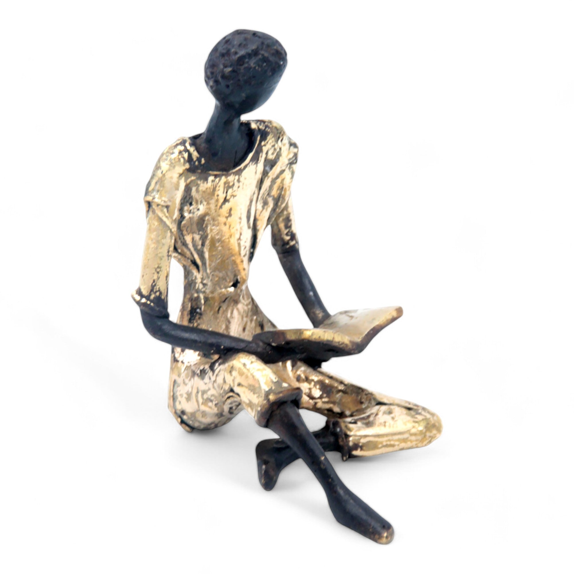 Bronze assis à poser 25 cm doré n°7 Bronzes d'Afrique