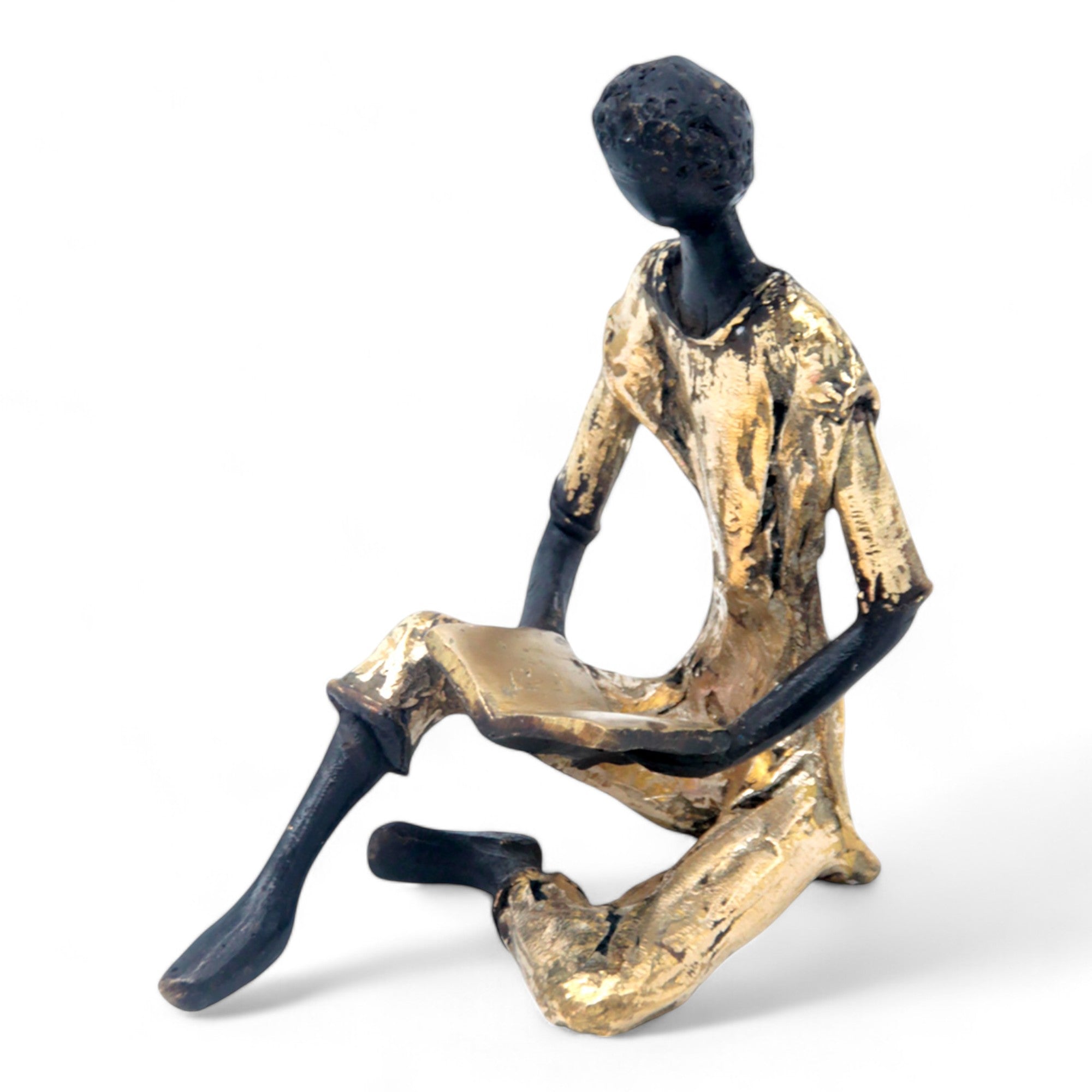 Bronze assis à poser 25 cm doré n°7 Bronzes d'Afrique