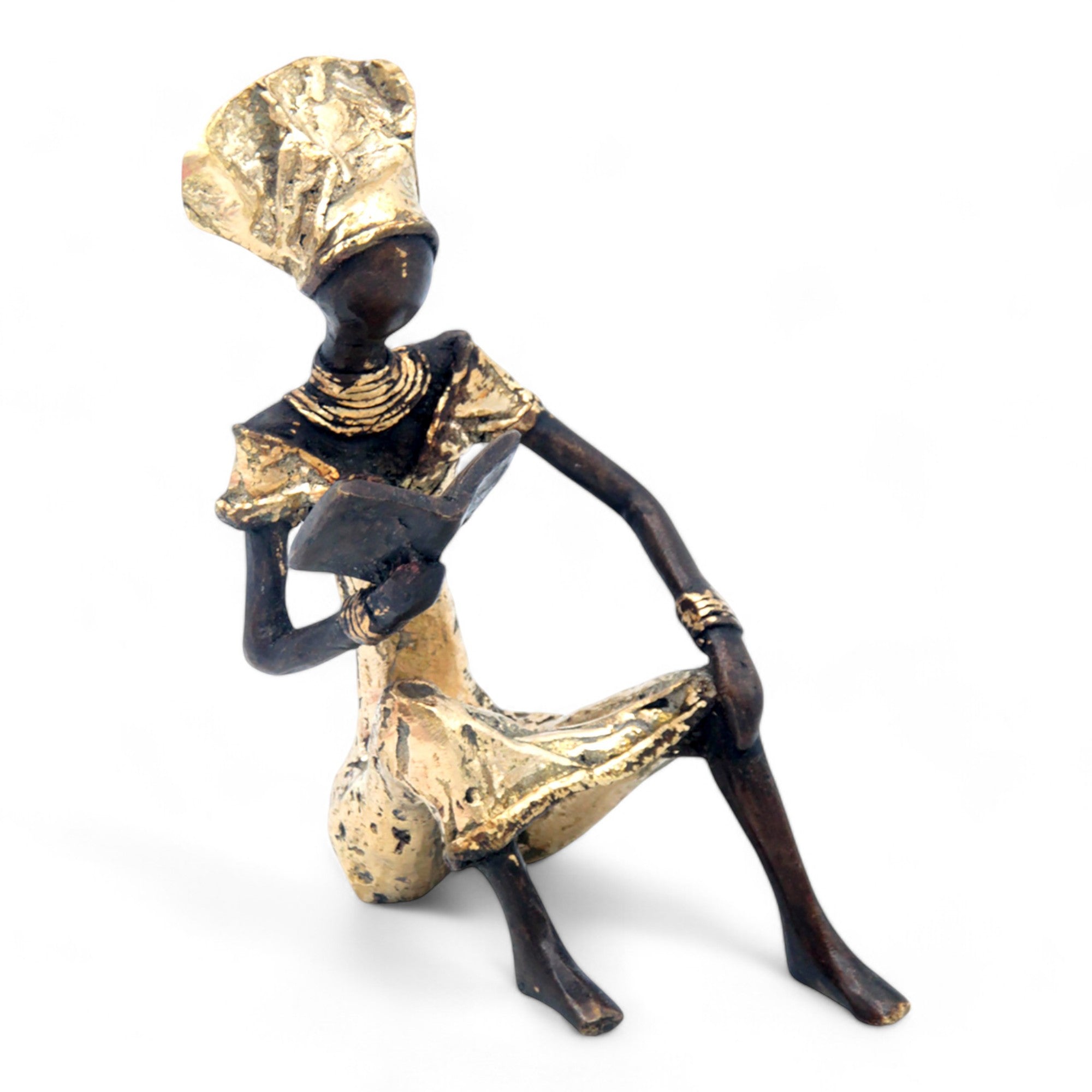 Bronze assis à poser 25 cm doré n°8 Bronzes d'Afrique