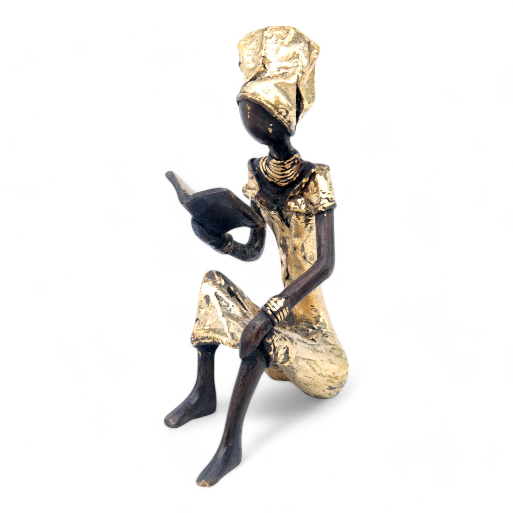 Bronze assis à poser 25 cm doré n°8 Bronzes d'Afrique