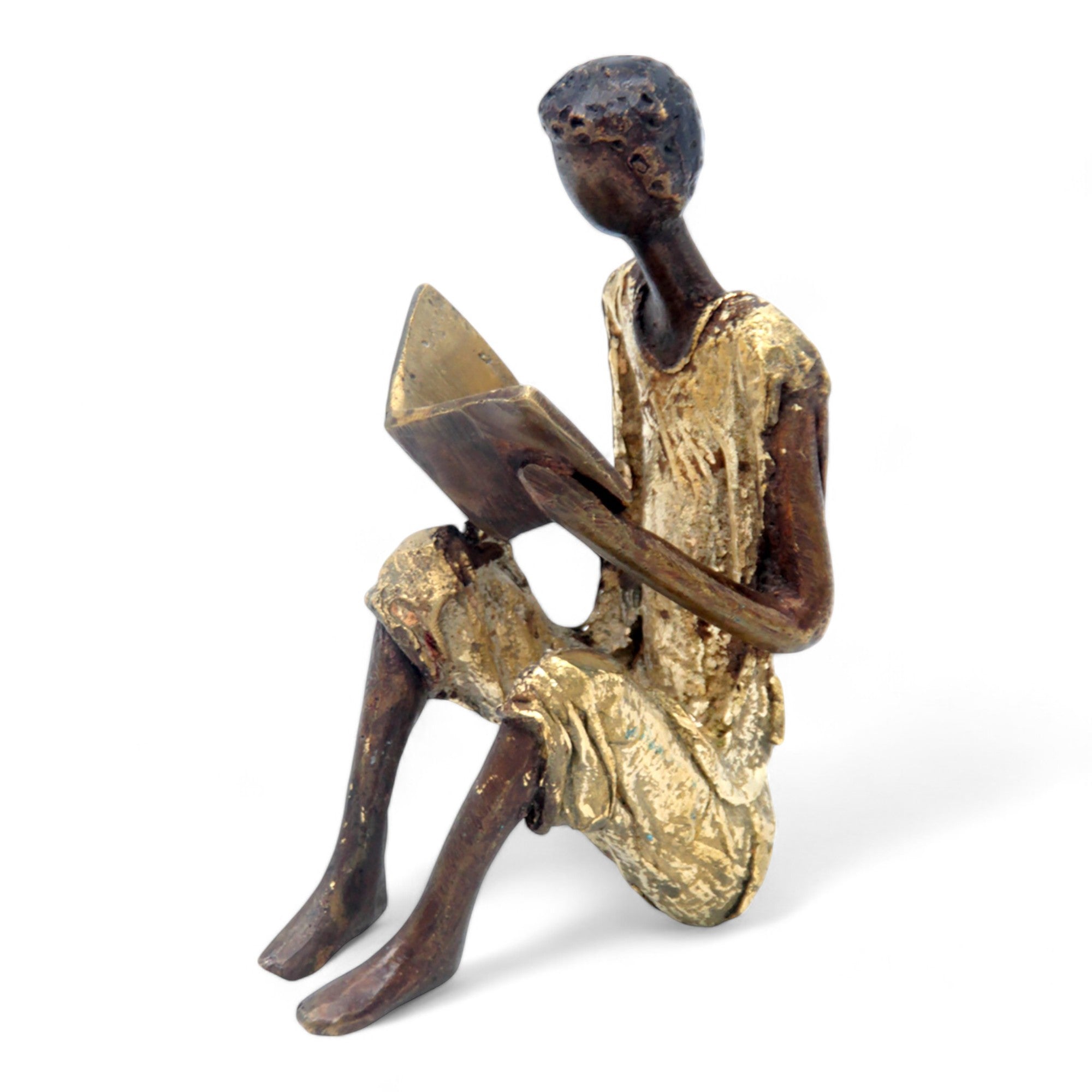 Bronze assis à poser 25 cm doré n°9 Bronzes d'Afrique
