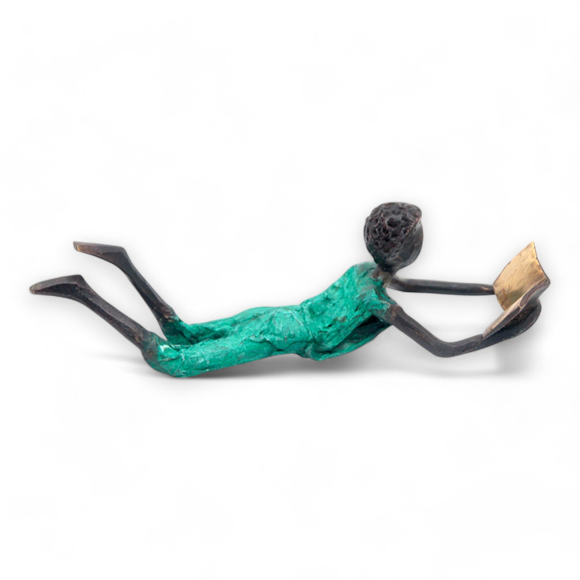 Bronze allongé 20 cm turquoise n°1 Bronzes d'Afrique