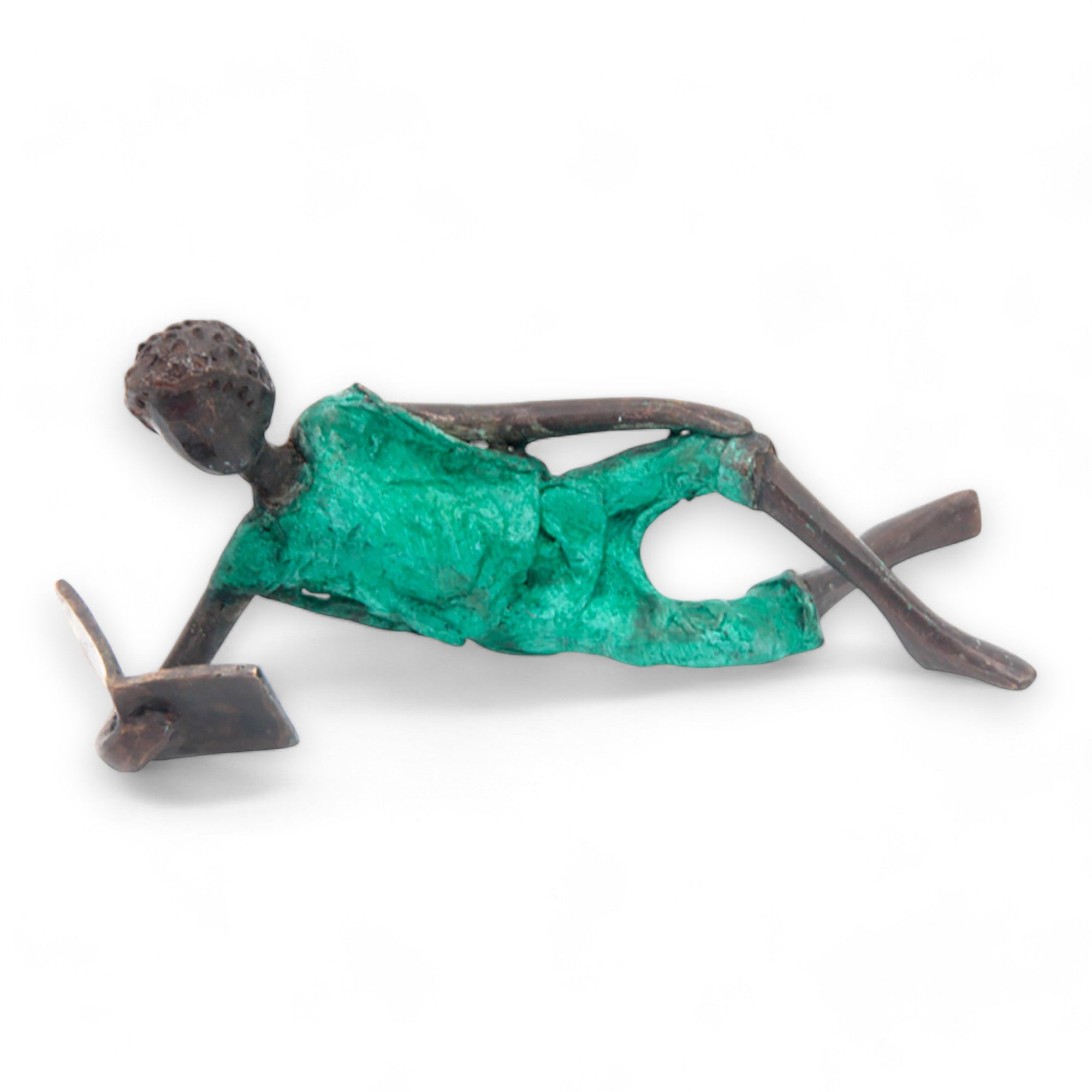 Bronze allongé 20 cm turquoise n°3 Bronzes d'Afrique