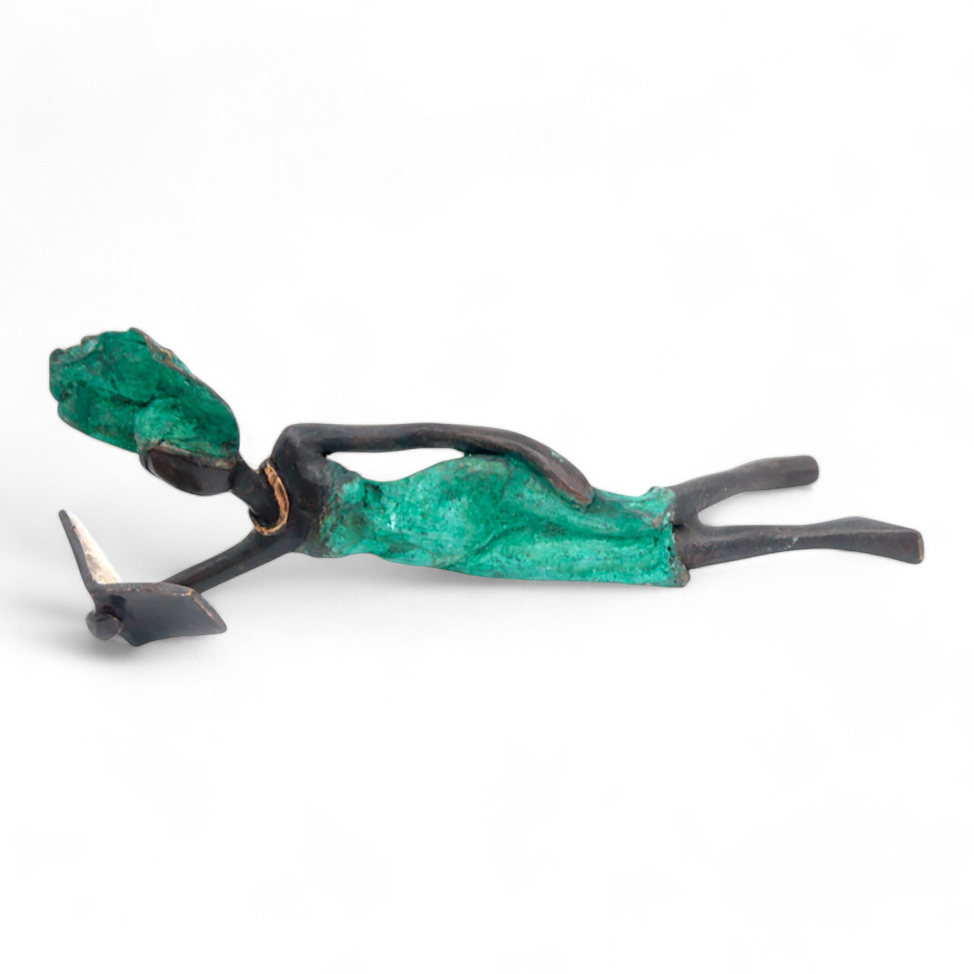 Bronze allongé 20 cm turquoise n°4 Bronzes d'Afrique