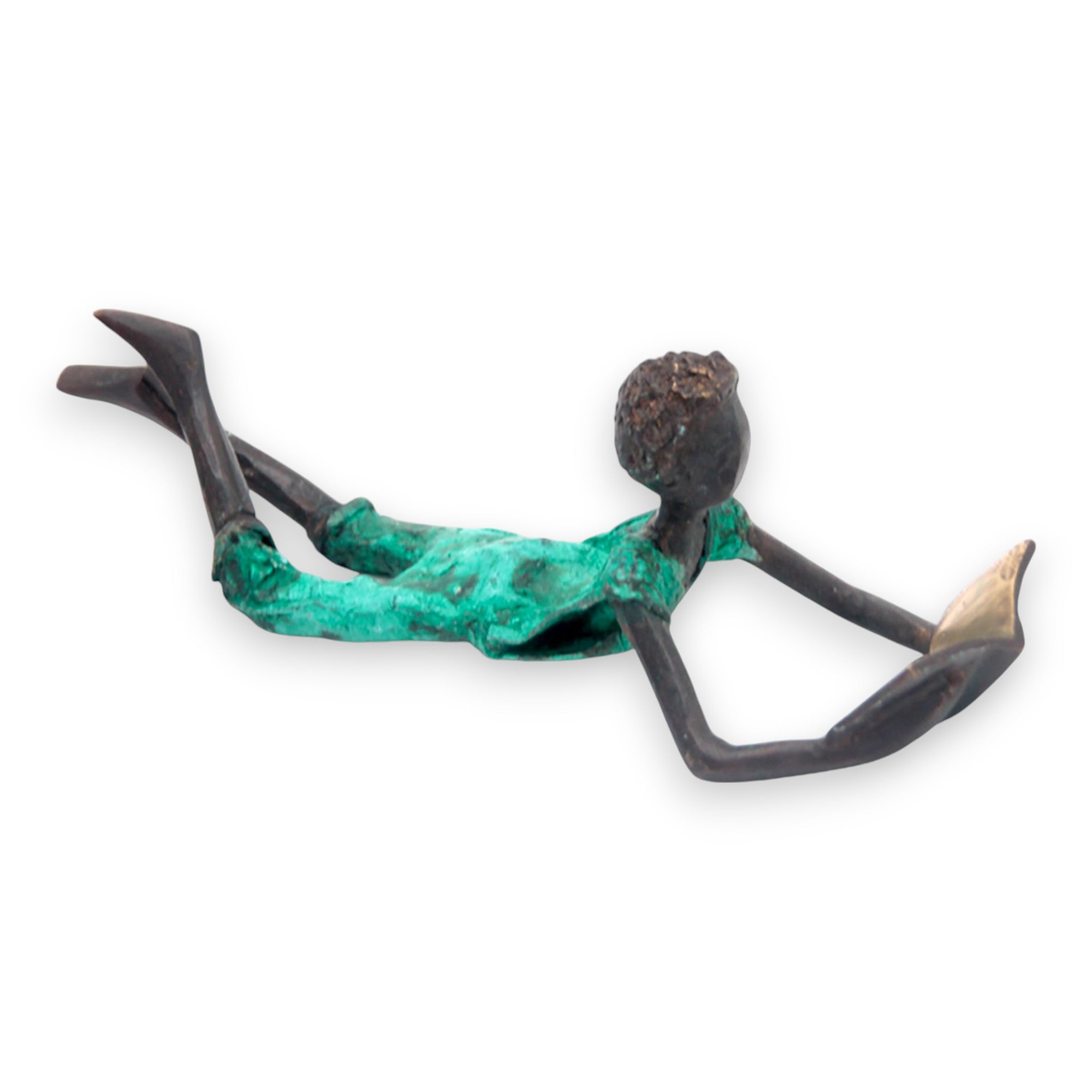 Bronze allongé 20 cm turquoise n°5 Bronzes d'Afrique