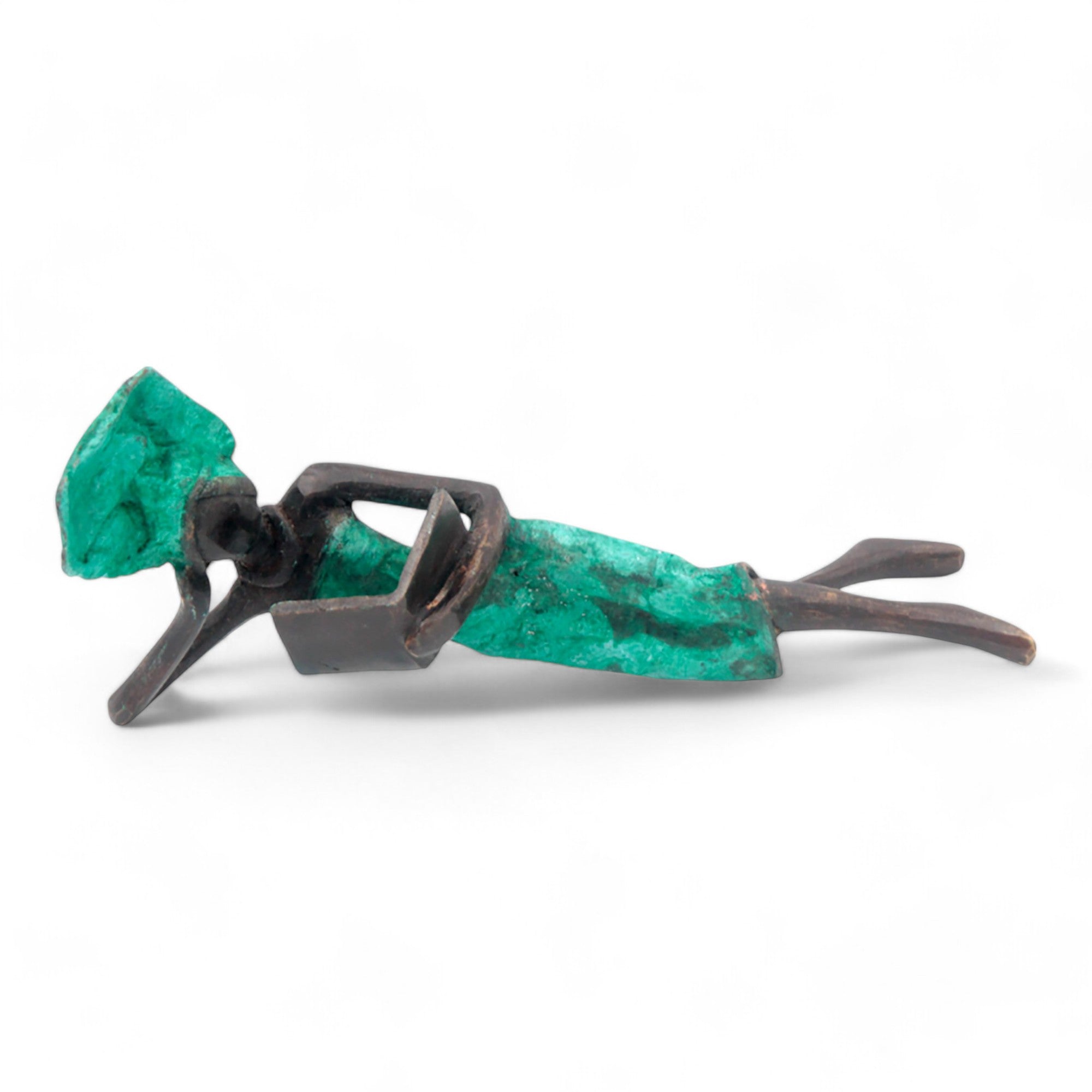 Bronze allongé 20 cm turquoise n°8 Bronzes d'Afrique