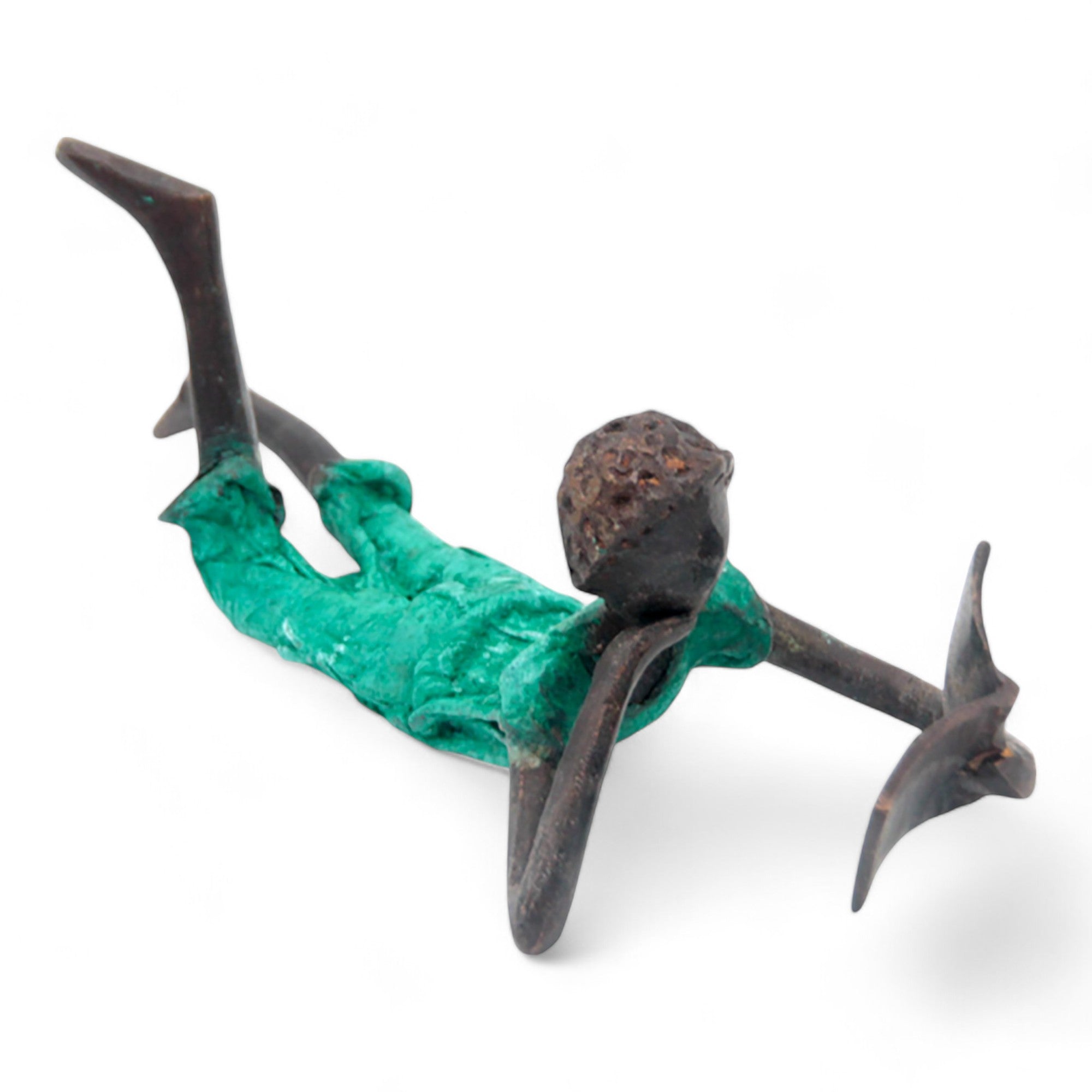 Bronze allongé 20 cm turquoise n°9 Bronzes d'Afrique