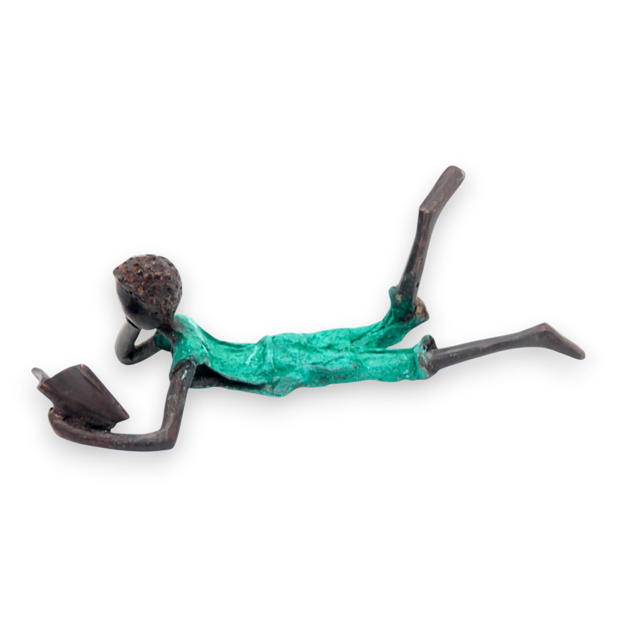 Bronze allongé 20 cm turquoise n°9 Bronzes d'Afrique