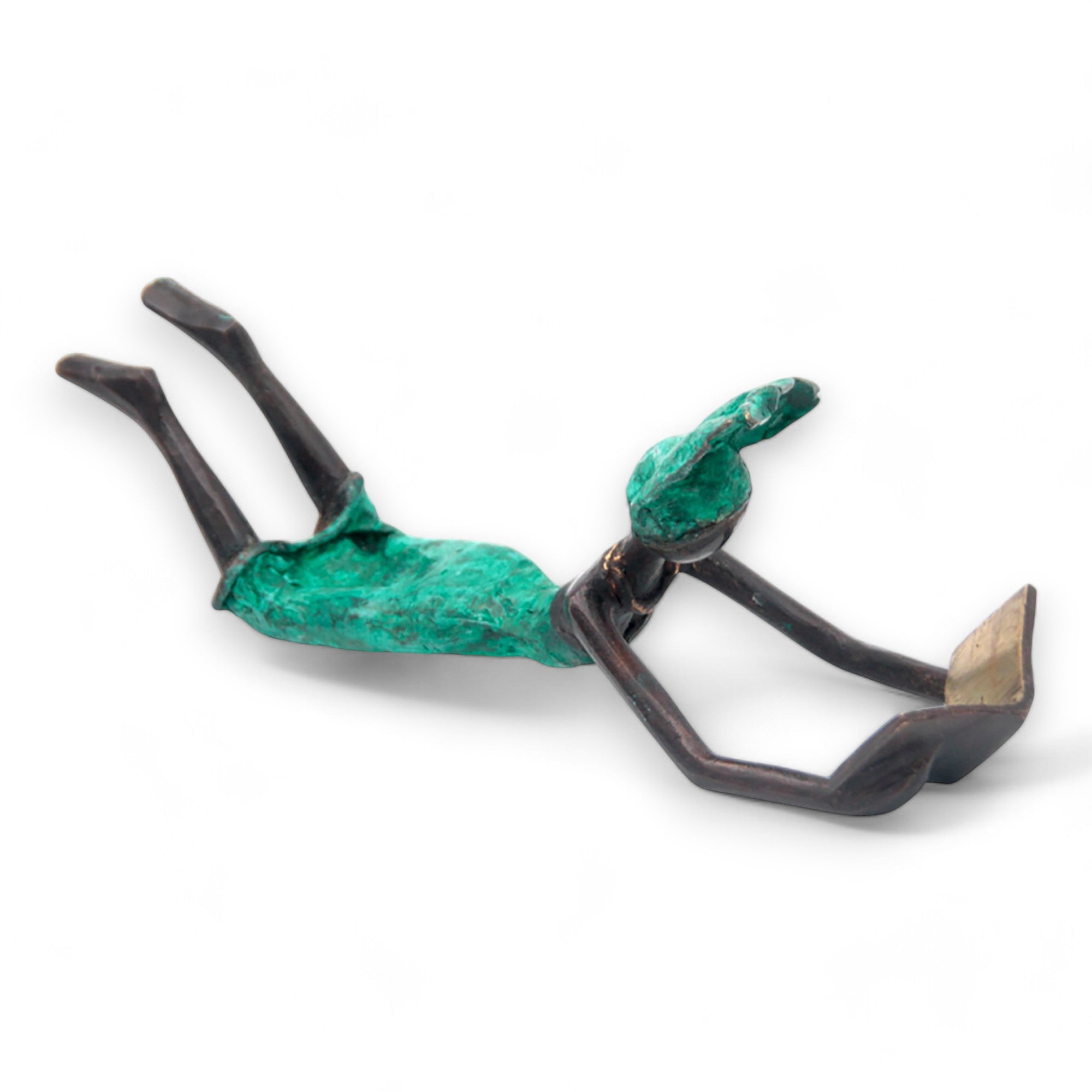 Bronze allongé 20 cm turquoise n°10 Bronzes d'Afrique