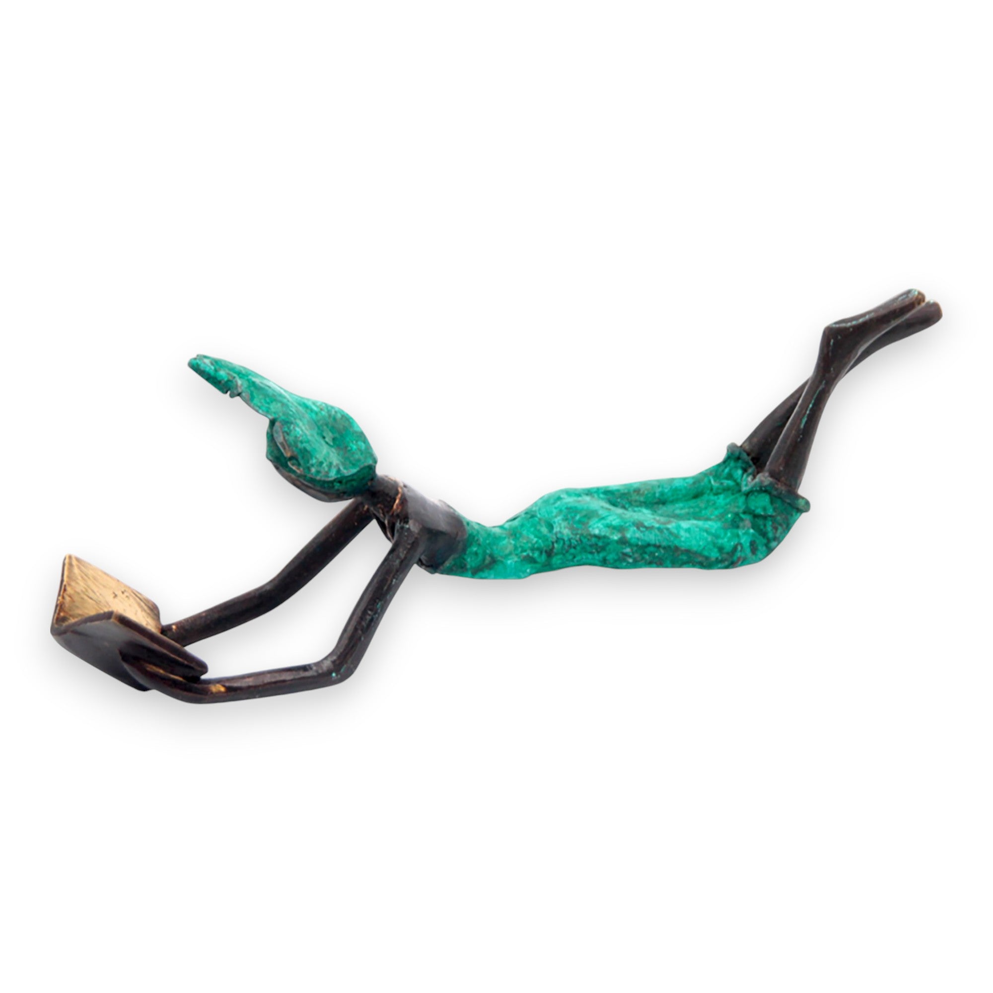 Bronze allongé 20 cm turquoise n°10 Bronzes d'Afrique