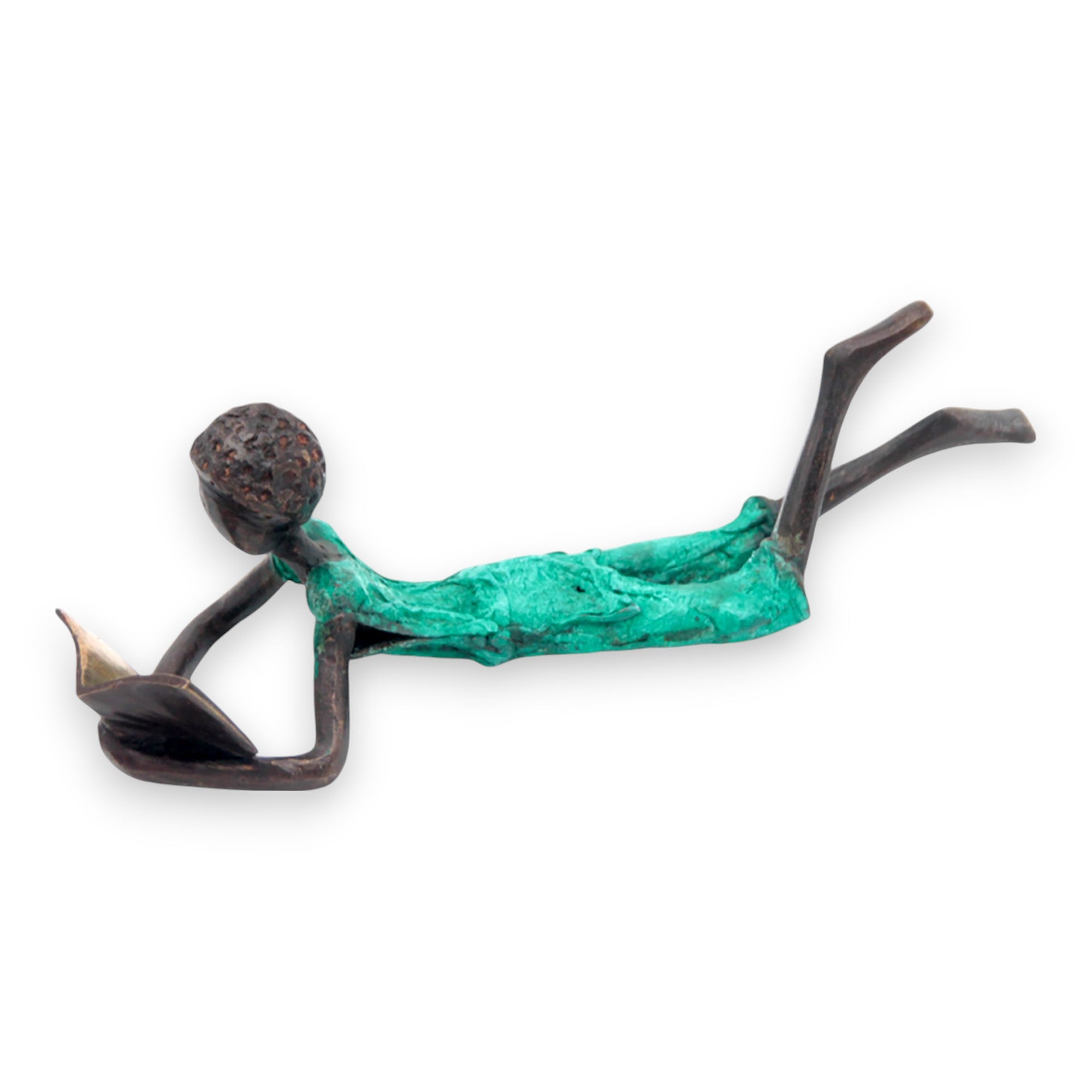 Bronze allongé 20 cm turquoise n°11 Bronzes d'Afrique