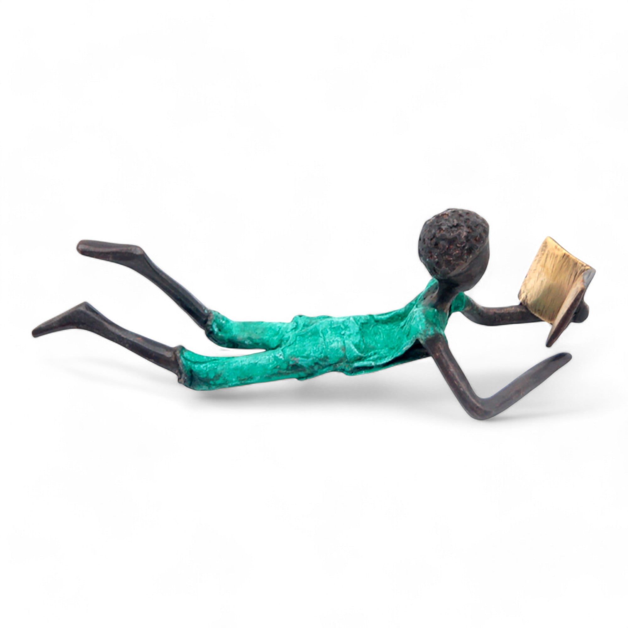 Bronze allongé 20 cm turquoise n°11 Bronzes d'Afrique