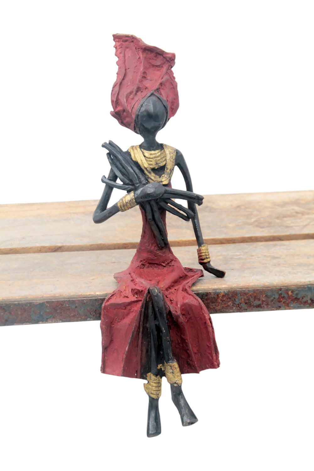 Bronze assis 25 cm rouge n°18 Bronzes d'Afrique