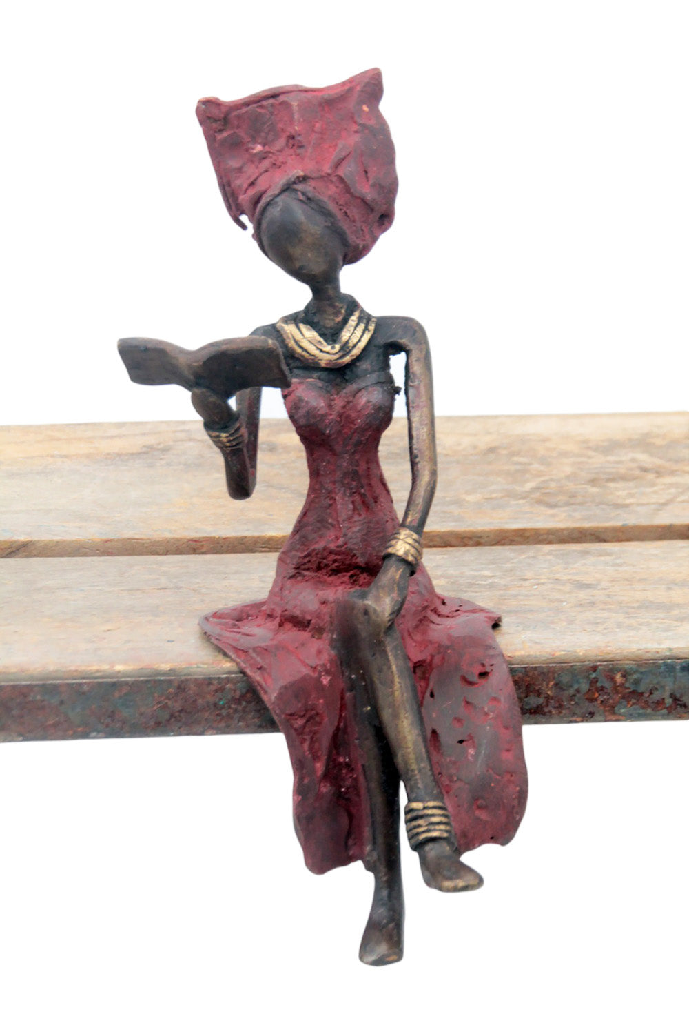 Bronze assis 25 cm rouge n°22 Bronzes d'Afrique