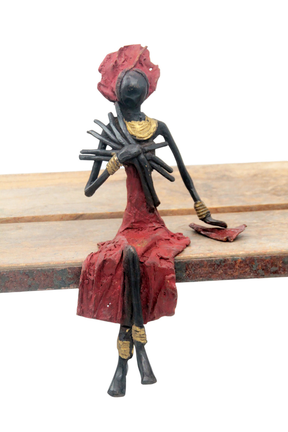 Bronze assis 25 cm rouge n°24 Bronzes d'Afrique