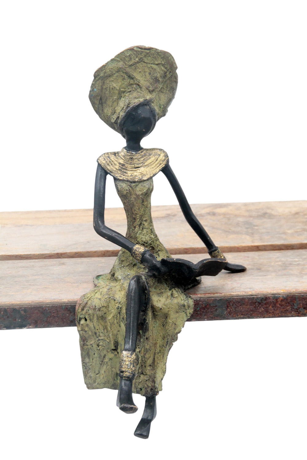 Bronze assis 25 cm vert n°16 Bronzes d'Afrique