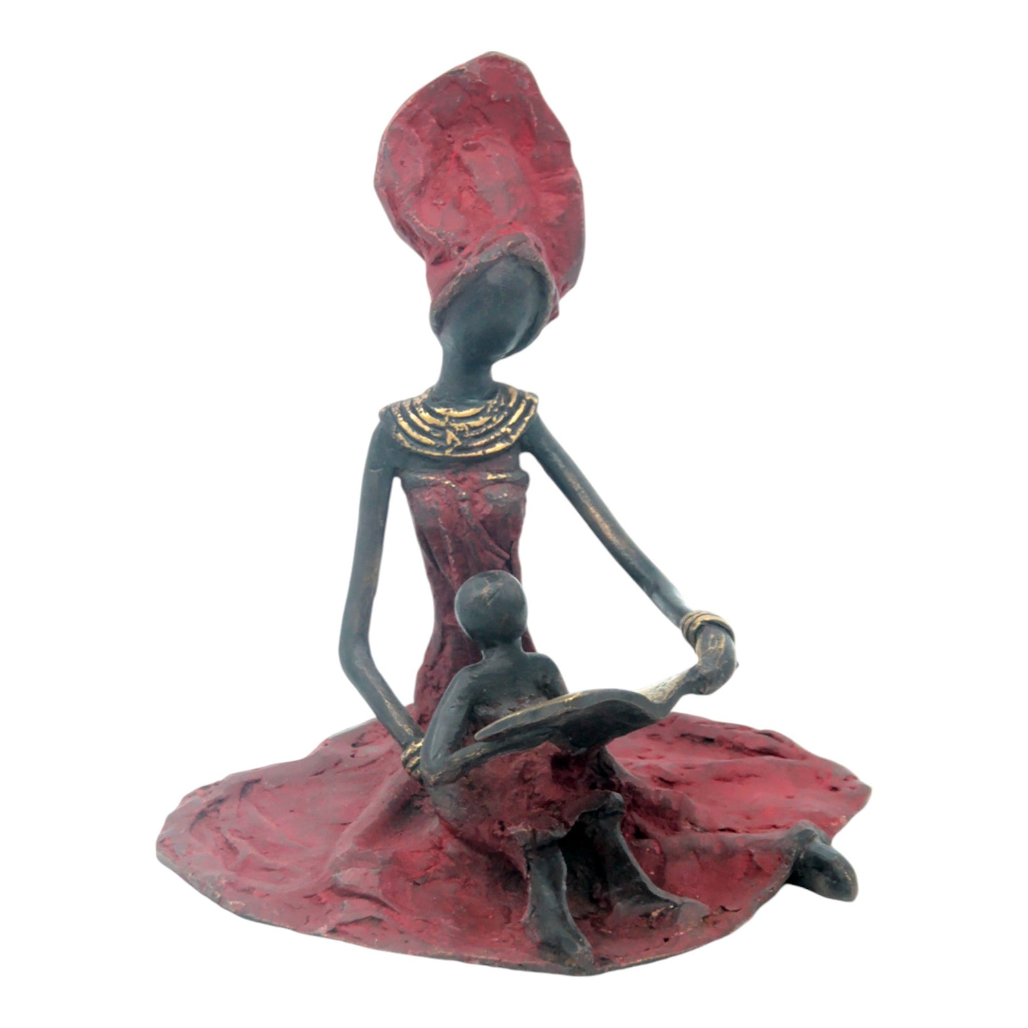 Bronze assis au sol 25 cm rouge n°3 Bronzes d'Afrique