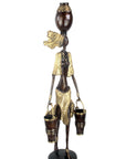 Bronze Issouf femme à 2 seaux 80 cm doré n°1 Bronzes d'Afrique
