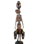 Bronze Issouf femme à deux seaux 80 cm marron n°1 Bronzes d'Afrique