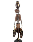 Bronze Issouf femme à deux seaux 80 cm marron n°1 Bronzes d'Afrique