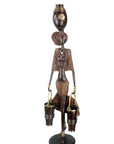 Bronze Issouf femme à deux seaux 80 cm marron n°1 Bronzes d'Afrique