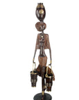 Bronze Issouf femme à deux seaux 80 cm marron n°1 Bronzes d'Afrique