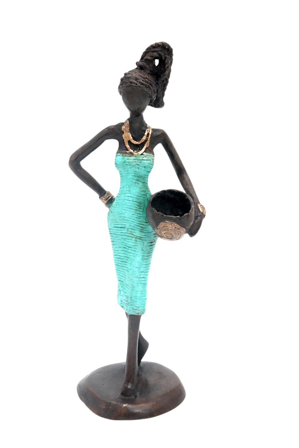 Bronze Ibrahim Dermé 25 cm turquoise n°4 Bronzes d'Afrique