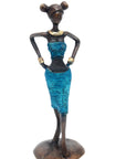 Bronze Ibrahim Dermé 25 cm bleu n°3 Bronzes d'Afrique
