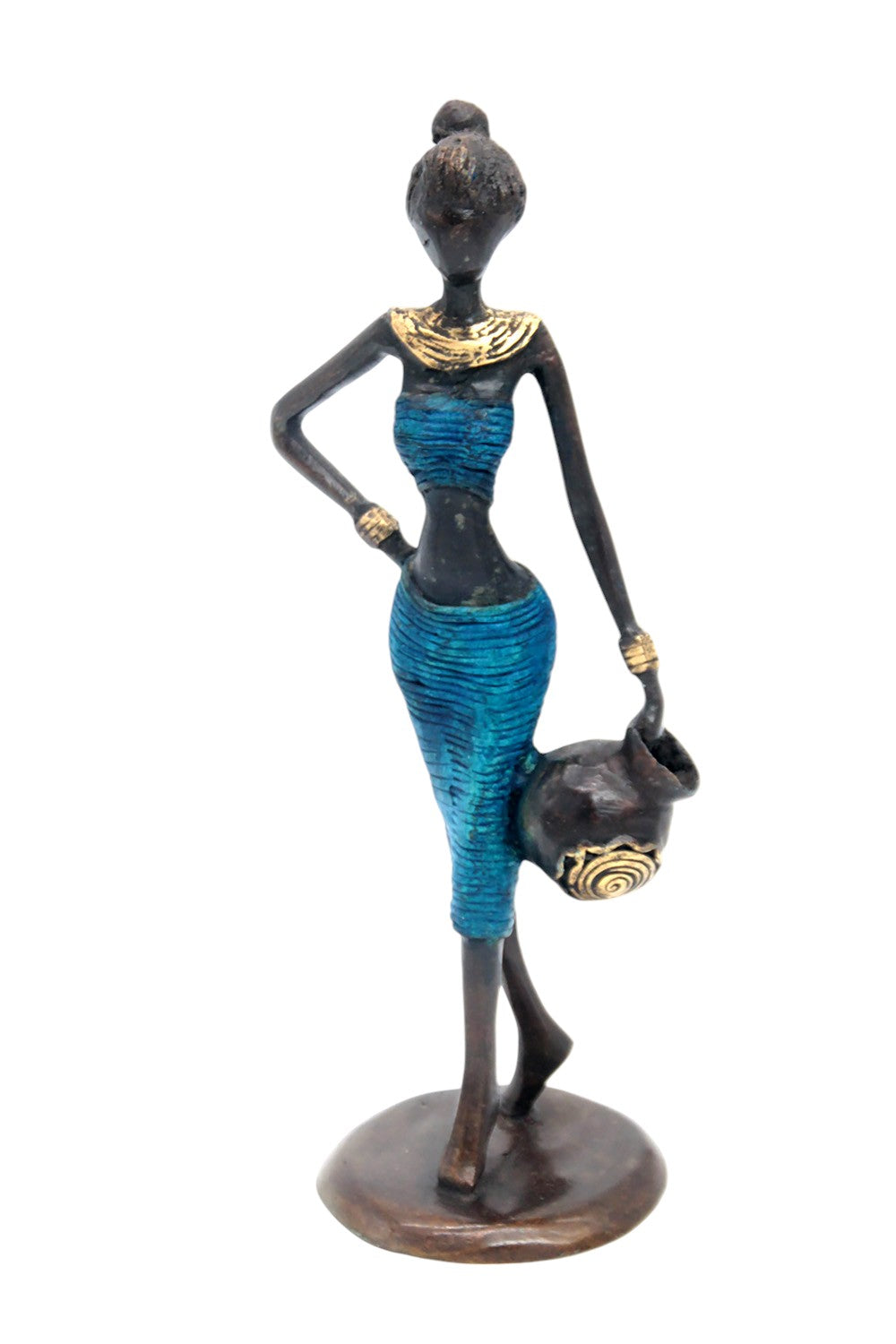 Bronze Ibrahim Dermé 25 cm bleu n°6 Bronzes d'Afrique