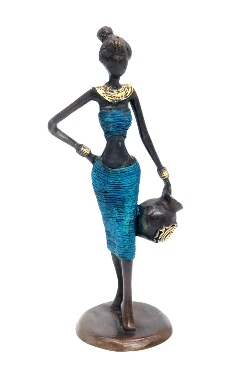 Bronze Ibrahim Dermé 25 cm bleu n°6 Bronzes d'Afrique