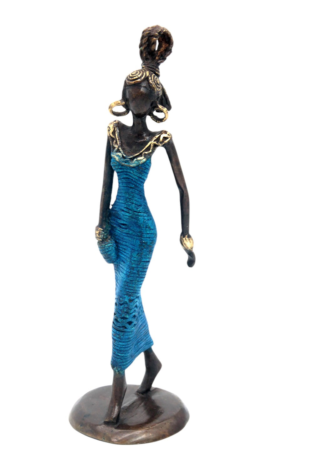 Bronze Ibrahim Dermé 25 cm bleu n°7 Bronzes d'Afrique