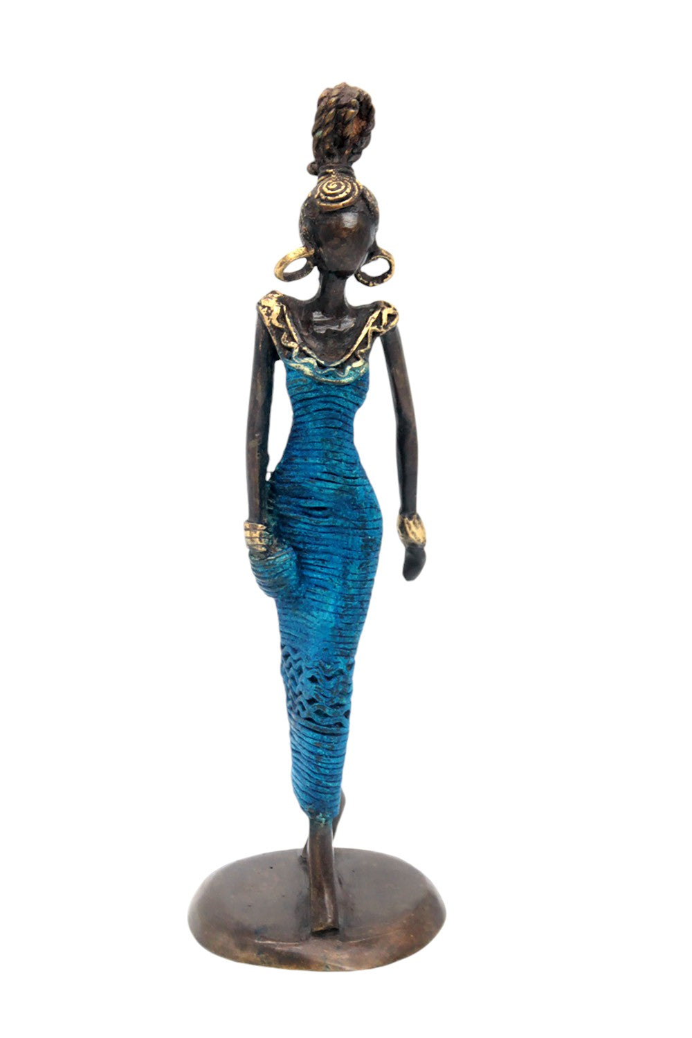 Bronze Ibrahim Dermé 25 cm bleu n°7 Bronzes d'Afrique
