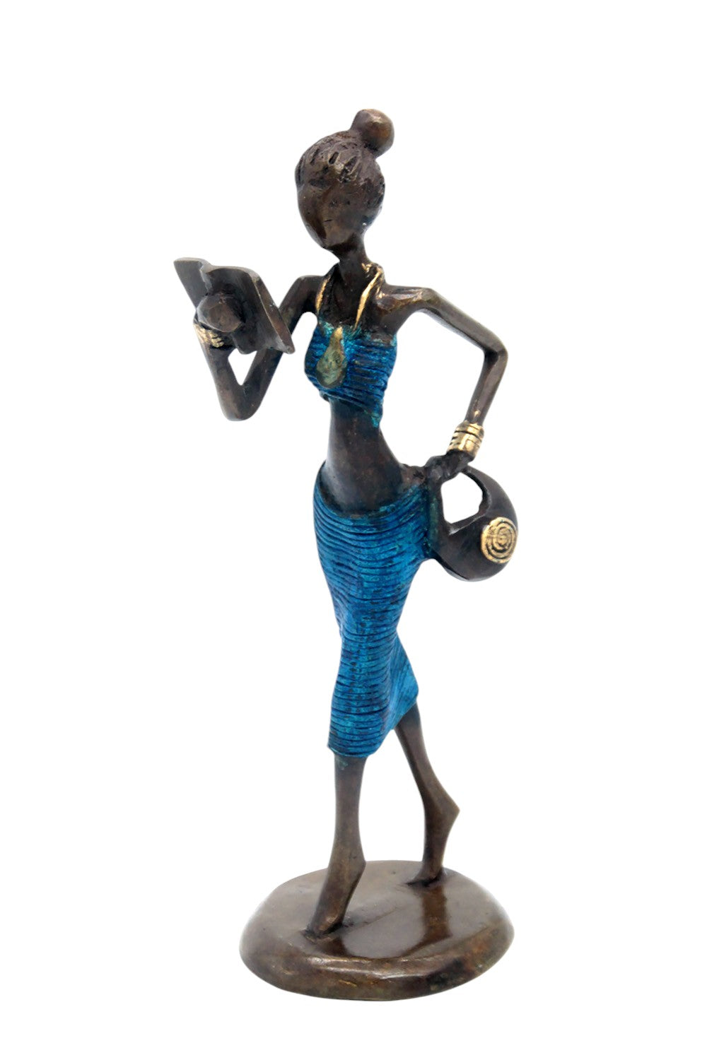 Bronze Ibrahim Dermé 25 cm bleu n°8 Bronzes d'Afrique