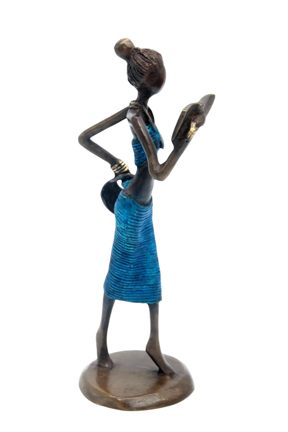 Bronze Ibrahim Dermé 25 cm bleu n°8 Bronzes d'Afrique
