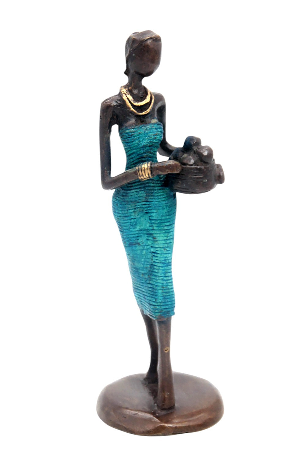 Bronze Ibrahim Dermé 25 cm bleu n°9 Bronzes d'Afrique