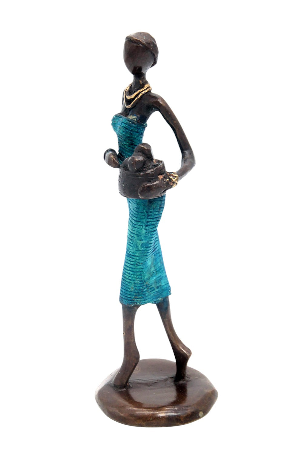 Bronze Ibrahim Dermé 25 cm bleu n°9 Bronzes d'Afrique