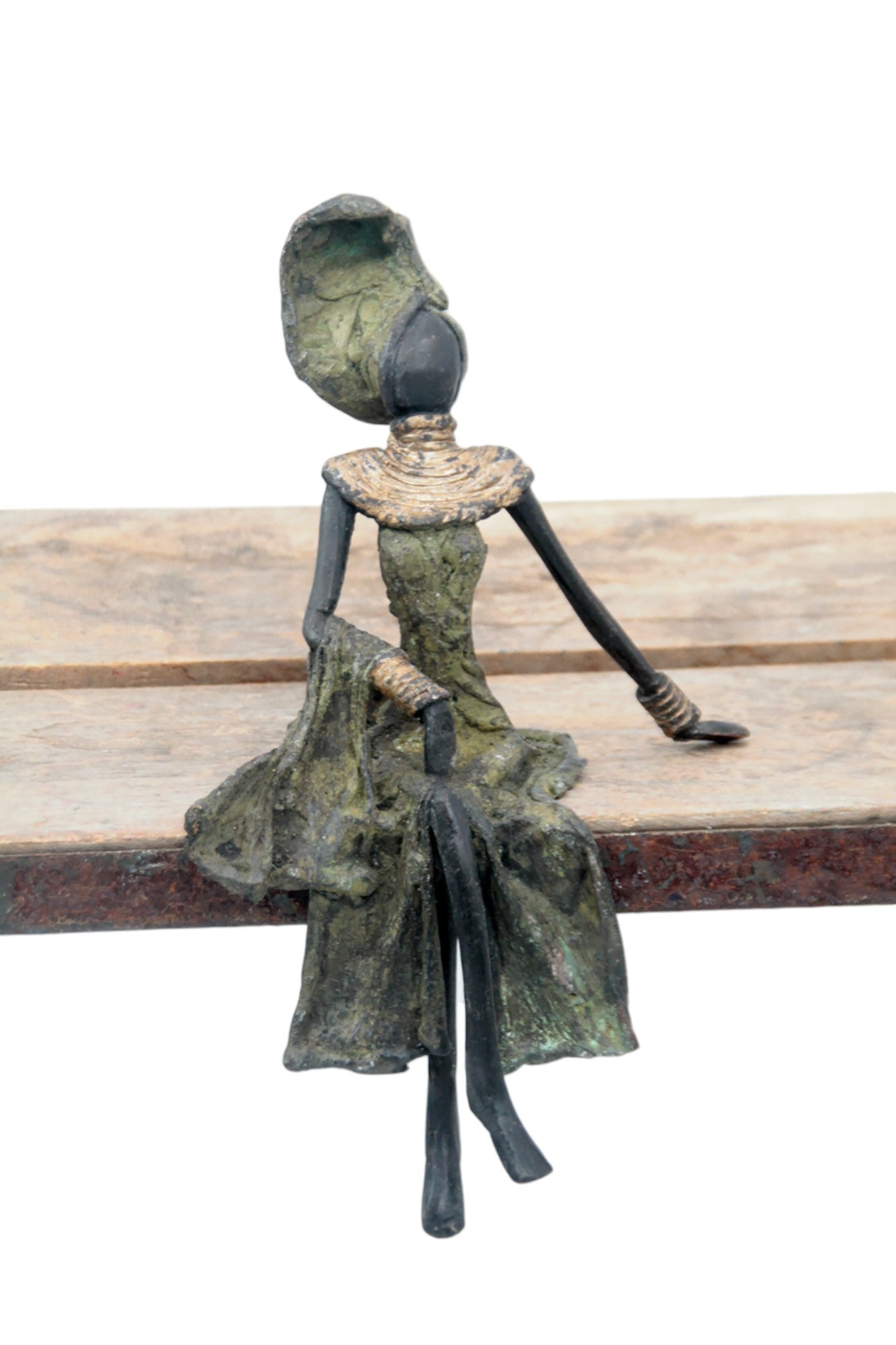 Bronze assis 20 cm vert n°1 Bronzes d'Afrique